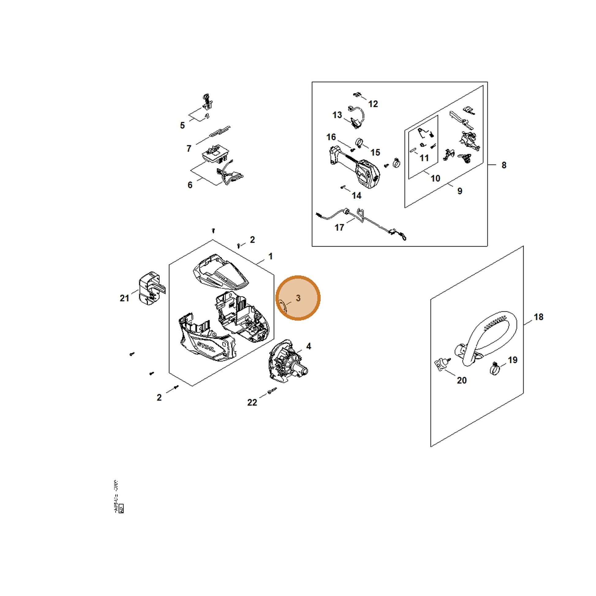 STIHL part FA08-967-1530 — IPL diagram snippet (6x zoom, amber highlight)
