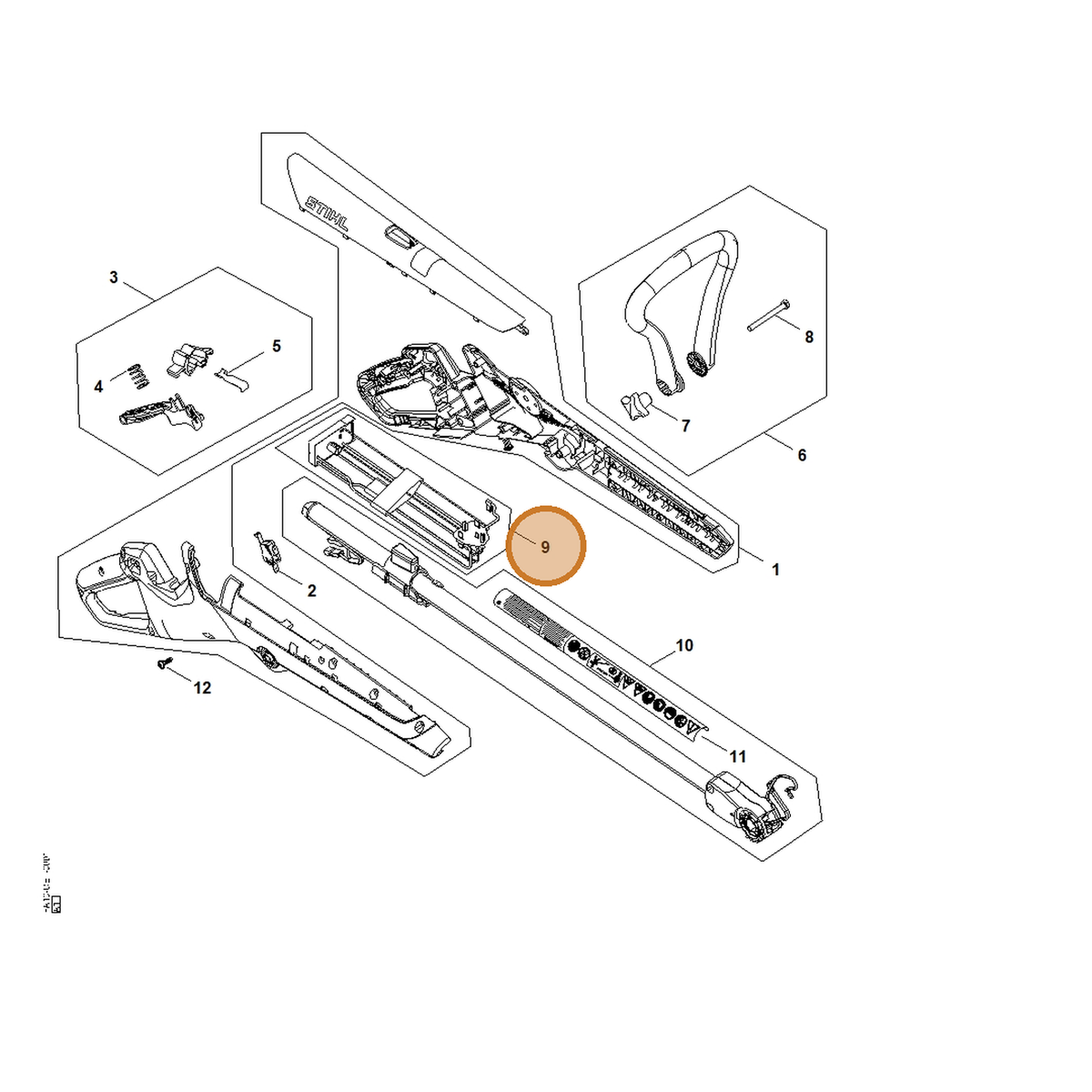 STIHL part FA10-430-1400 — IPL diagram snippet (6x zoom, amber highlight)