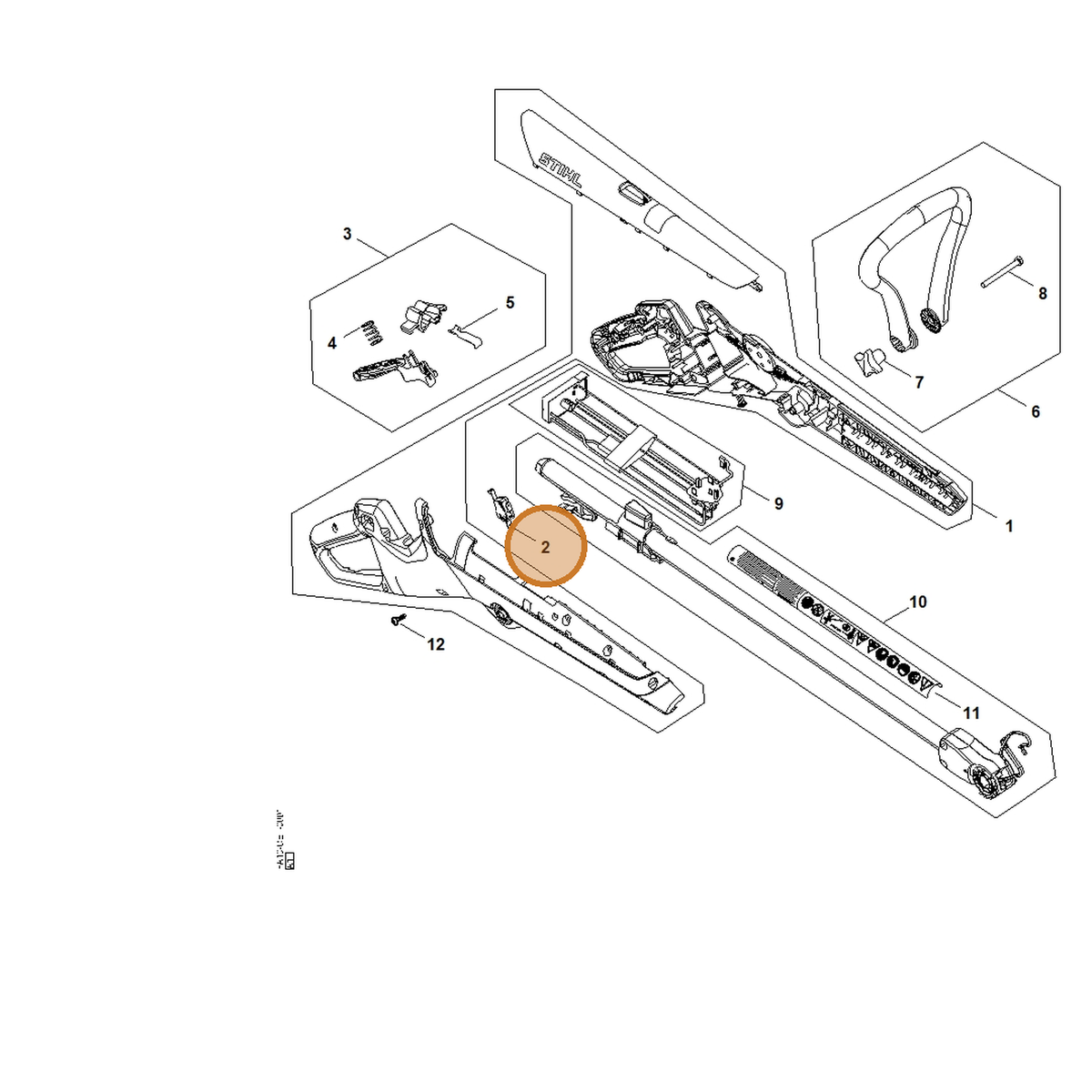 STIHL part FA10-435-0300 — IPL diagram snippet (6x zoom, amber highlight)