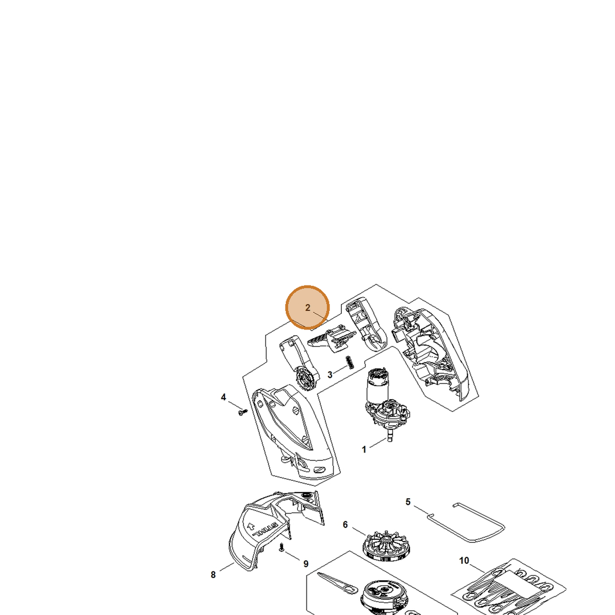 STIHL part FA10-600-0800 — IPL diagram snippet (6x zoom, amber highlight)