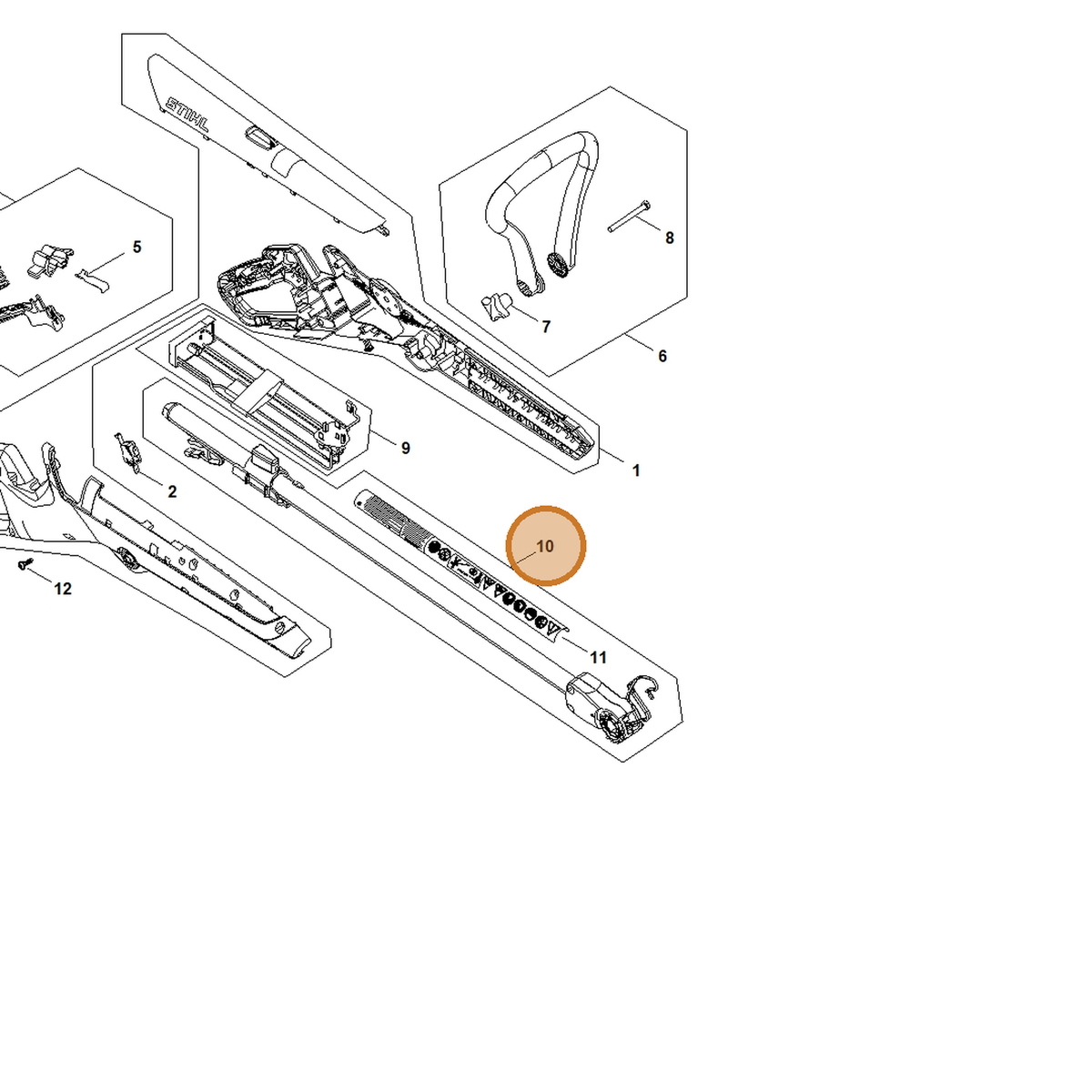 STIHL part FA10-710-7102 — IPL diagram snippet (6x zoom, amber highlight)
