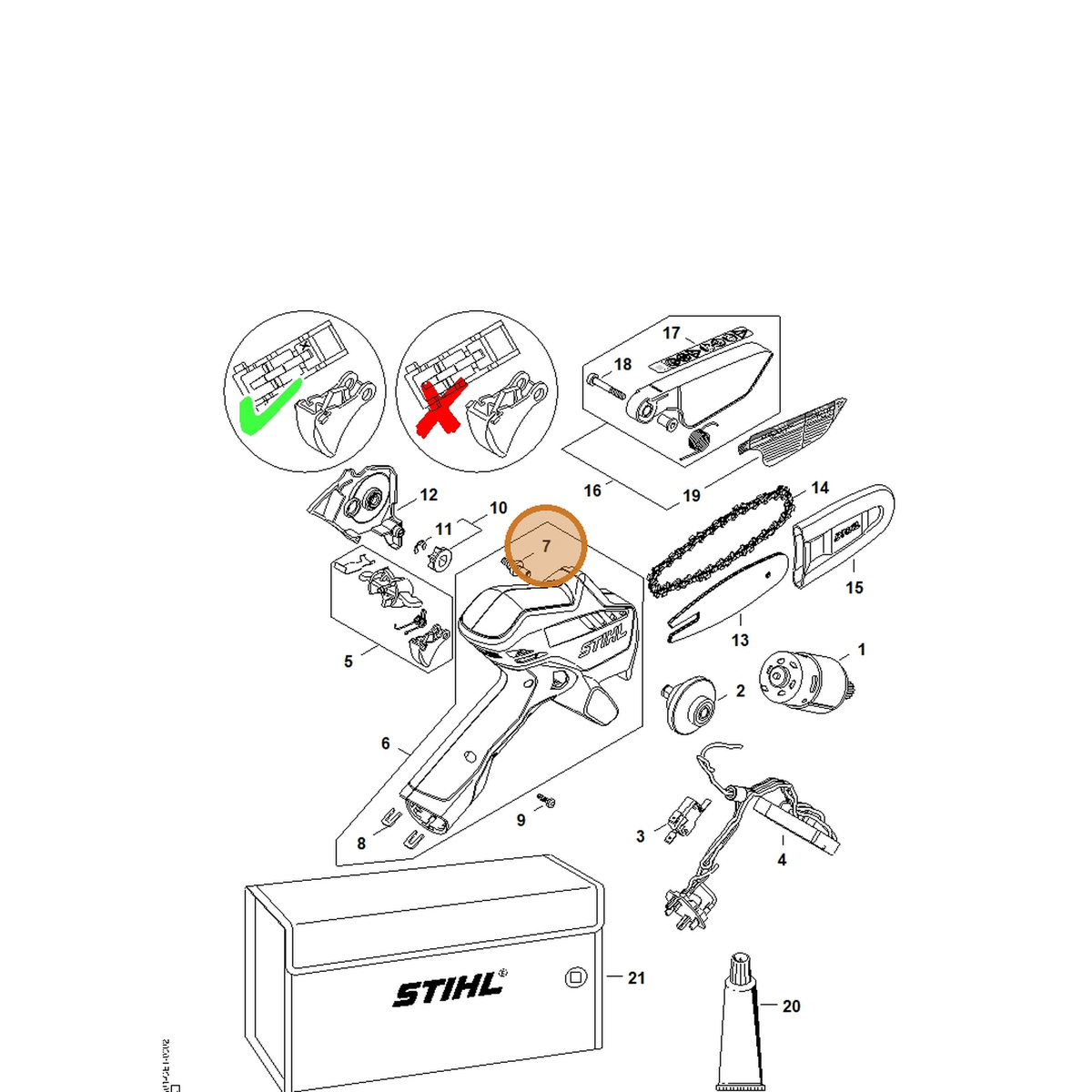 STIHL part GA01-182-6200 — IPL diagram snippet (6x zoom, amber highlight)
