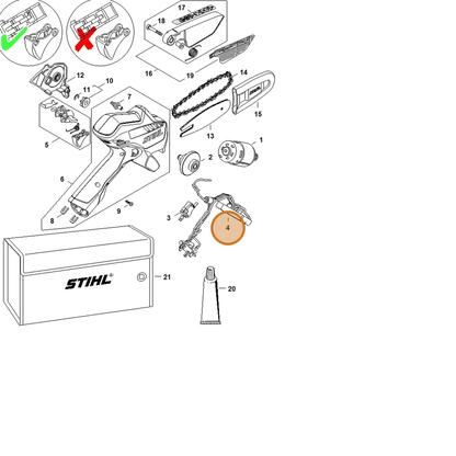 STIHL part GA01-430-1420 — IPL diagram snippet (6x zoom, amber highlight)