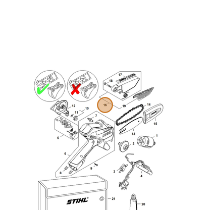 STIHL part GA01-710-7021 — IPL diagram snippet (6x zoom, amber highlight)