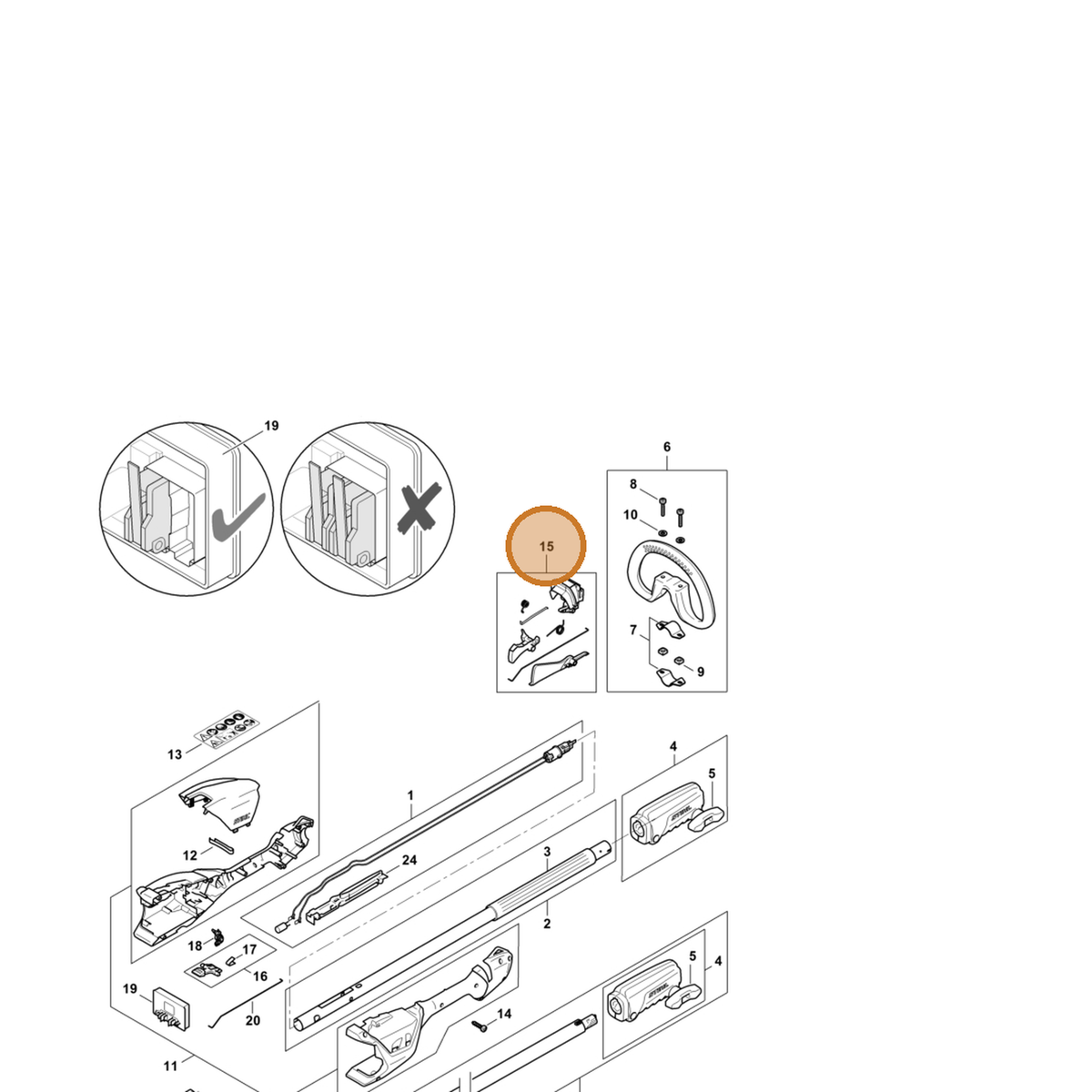 STIHL part HA01-007-3800 — IPL diagram snippet (6x zoom, amber highlight)
