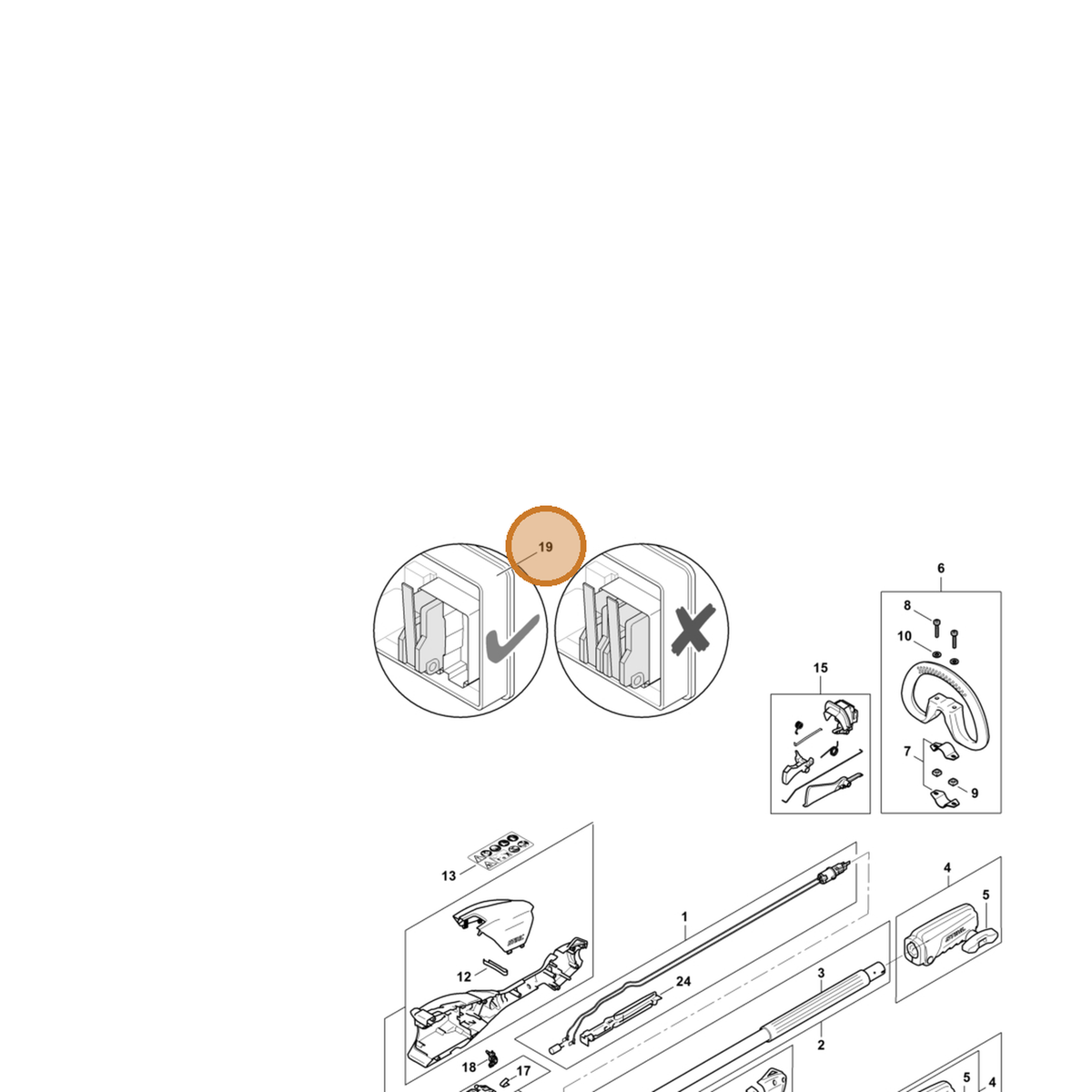 STIHL part HA01-430-1400 — IPL diagram snippet (6x zoom, amber highlight)