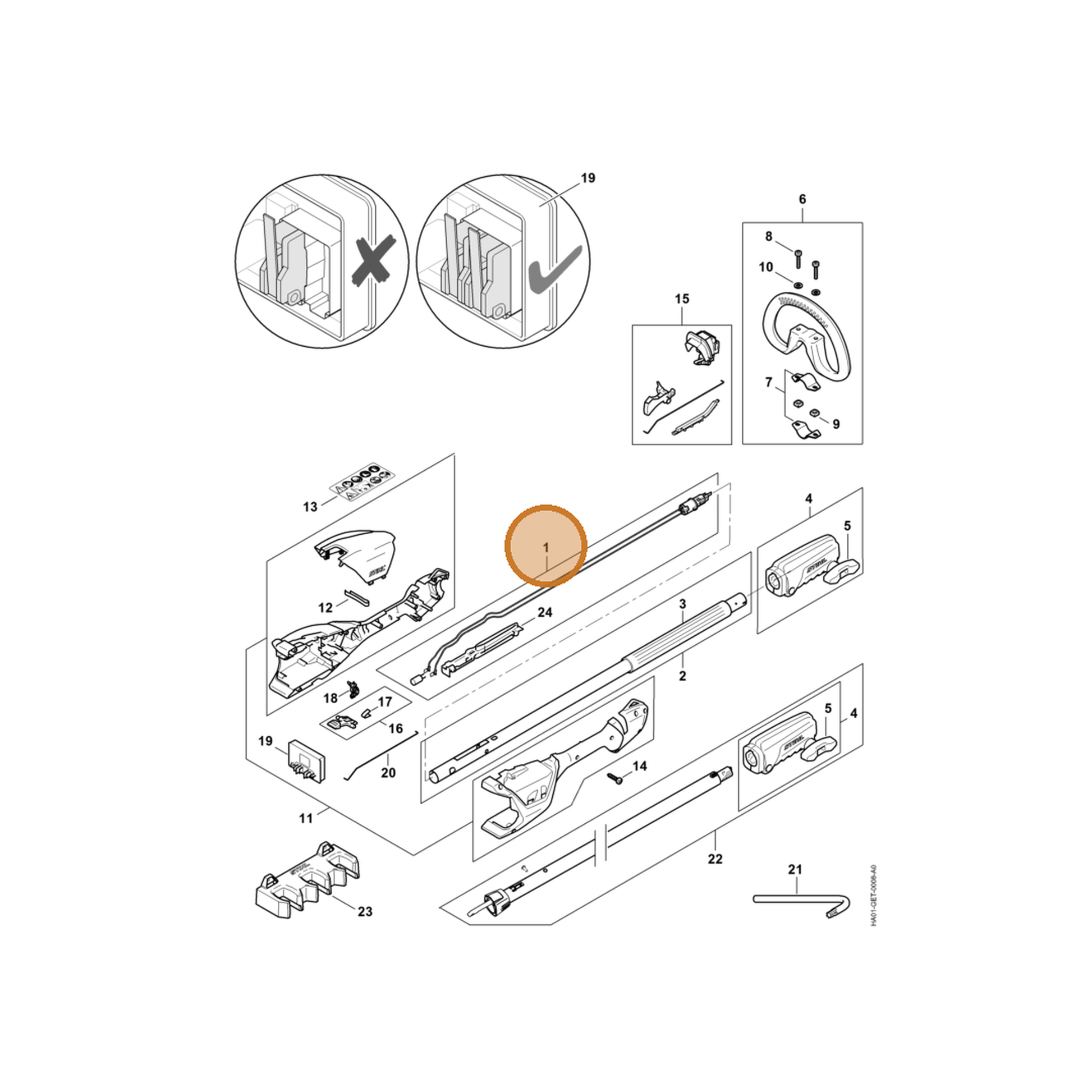 STIHL part HA01-440-3001 — IPL diagram snippet (6x zoom, amber highlight)