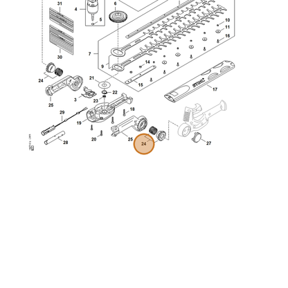 STIHL part HA01-708-6200 — IPL diagram snippet (6x zoom, amber highlight)