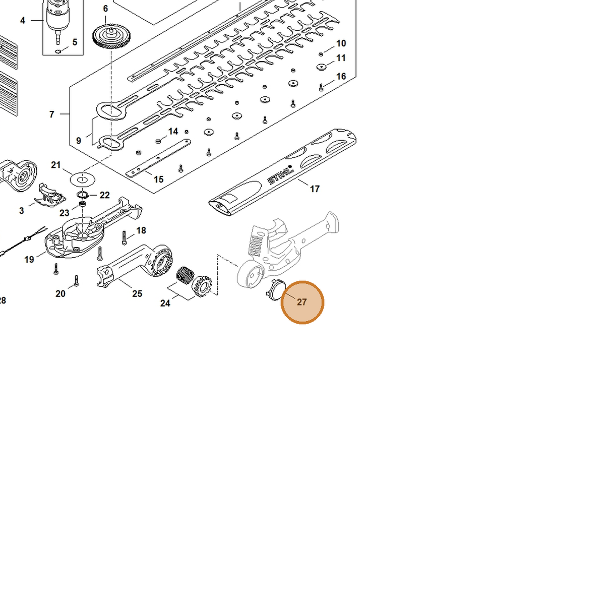 STIHL part HA01-763-6600 — IPL diagram snippet (6x zoom, amber highlight)