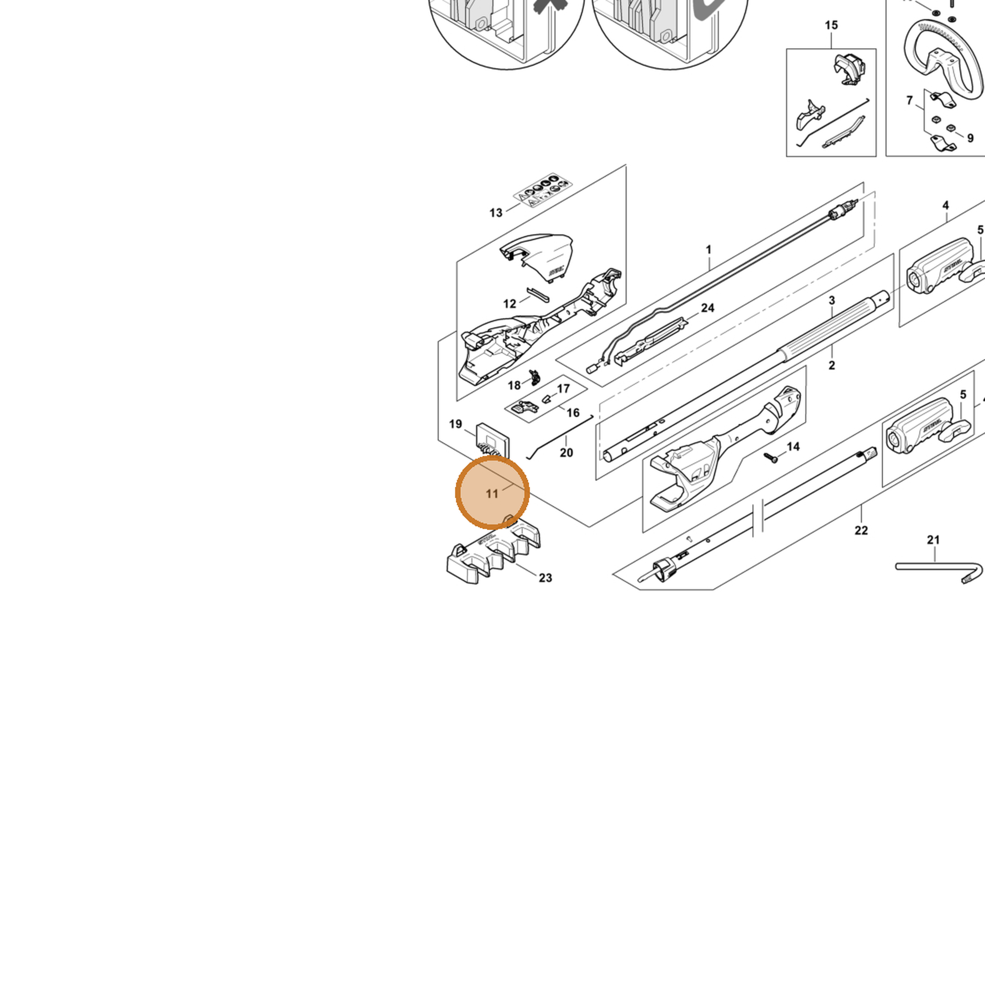 STIHL part HA01-790-1000 — IPL diagram snippet (6x zoom, amber highlight)