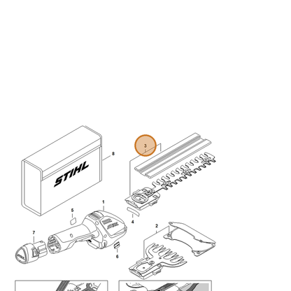 STIHL part HA03-820-3000 — IPL diagram snippet (6x zoom, amber highlight)
