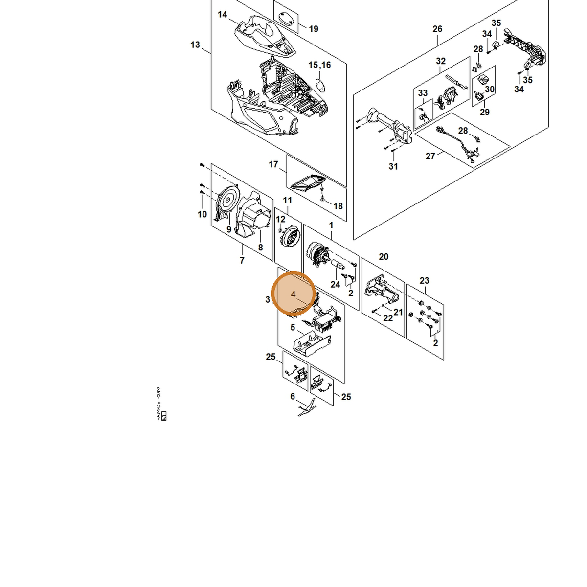 STIHL part HA04-430-1401 — IPL diagram snippet (6x zoom, amber highlight)