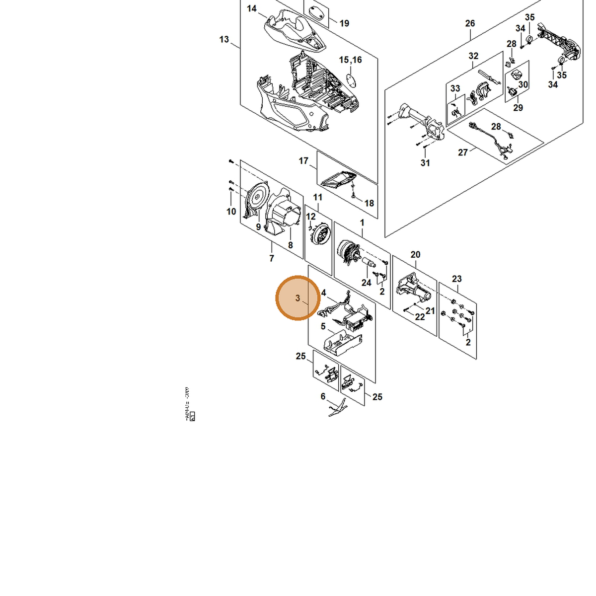 STIHL part HA04-430-1403 — IPL diagram snippet (6x zoom, amber highlight)