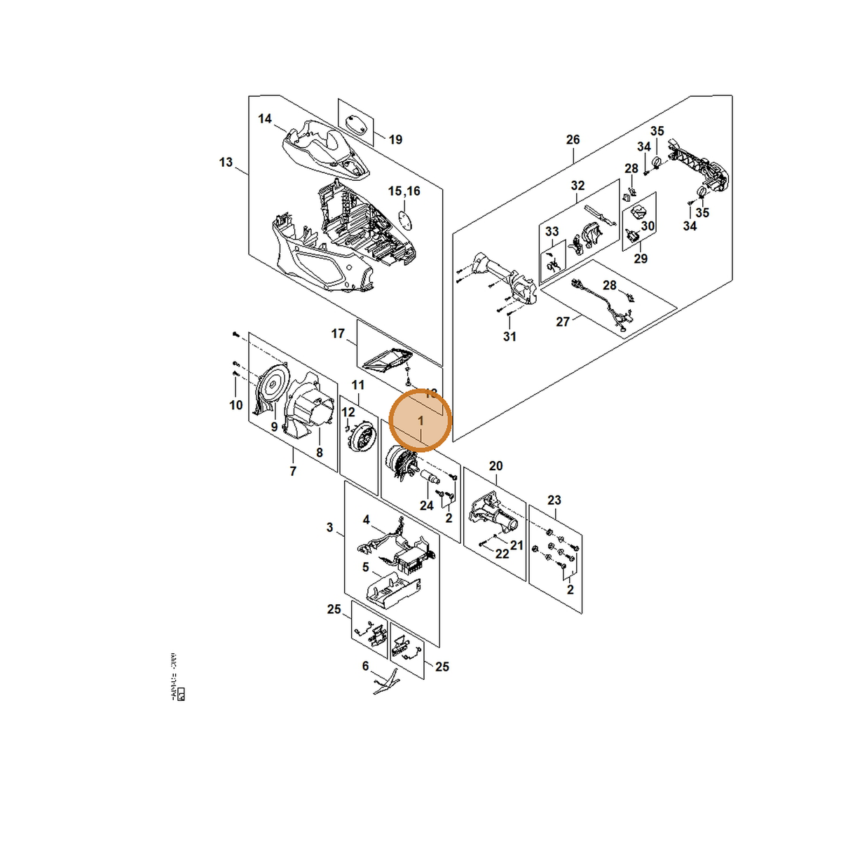 STIHL part HA04-600-0202 — IPL diagram snippet (6x zoom, amber highlight)
