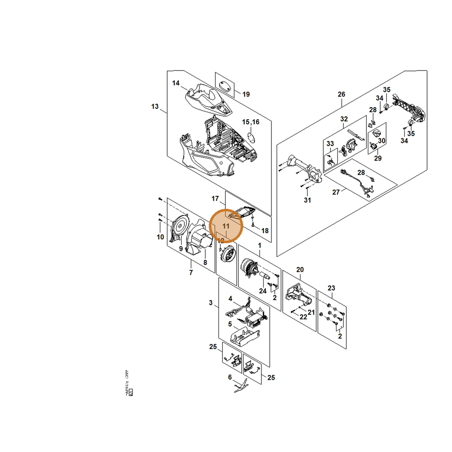 STIHL part HA04-600-3200 — IPL diagram snippet (6x zoom, amber highlight)