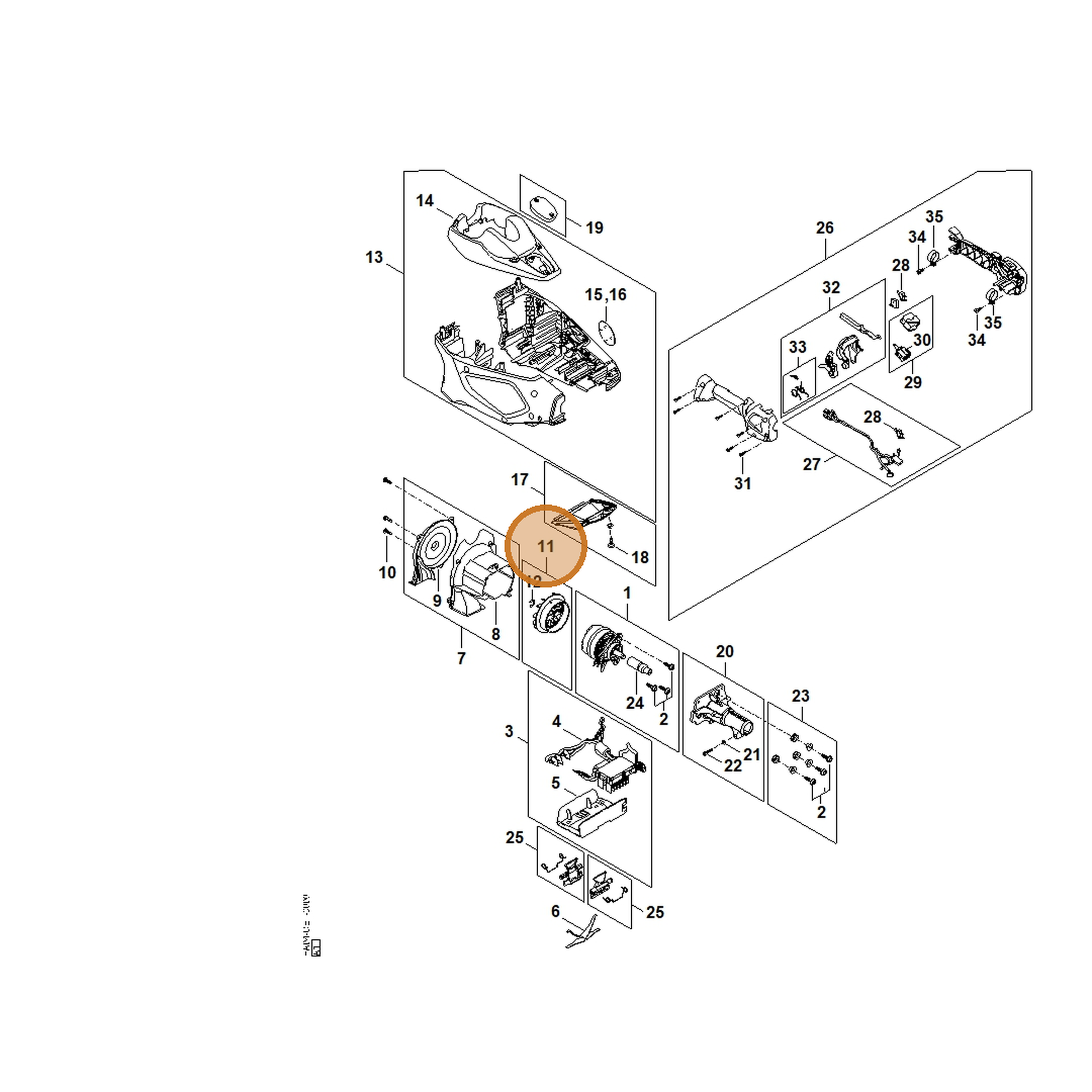 STIHL part HA04-600-3200 — IPL diagram snippet (6x zoom, amber highlight)