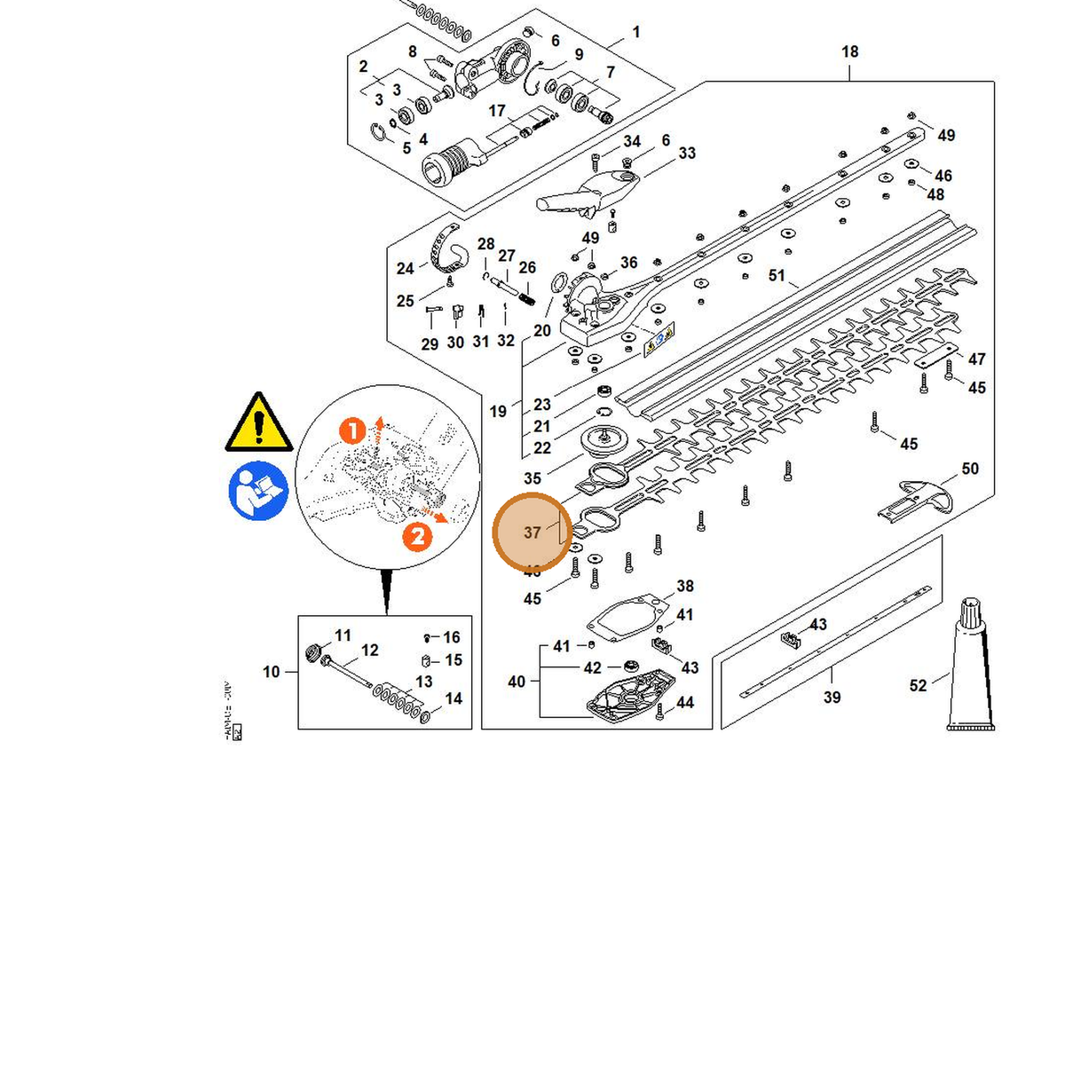 STIHL part HA04-710-6051 — IPL diagram snippet (6x zoom, amber highlight)