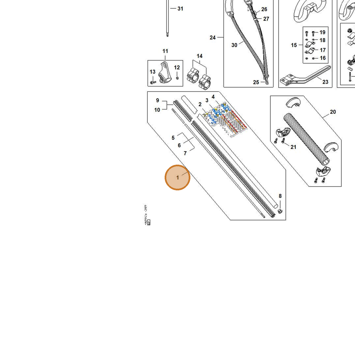 STIHL part HA04-710-7102 — IPL diagram snippet (6x zoom, amber highlight)
