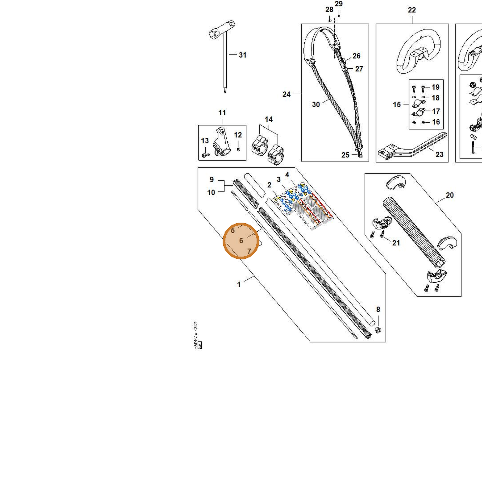 STIHL part HA04-711-3200 — IPL diagram snippet (6x zoom, amber highlight)