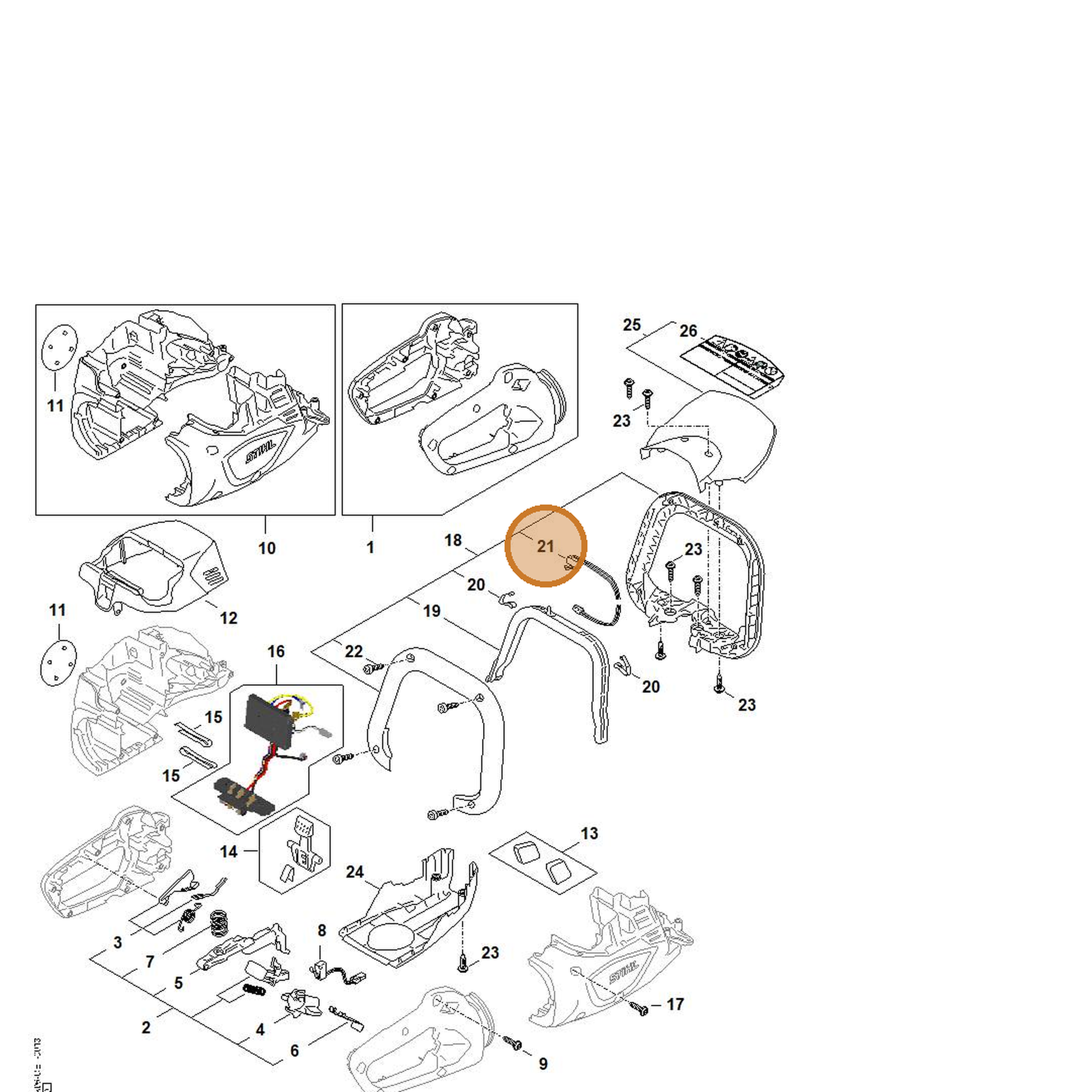 STIHL part HA06-430-0501 — IPL diagram snippet (6x zoom, amber highlight)