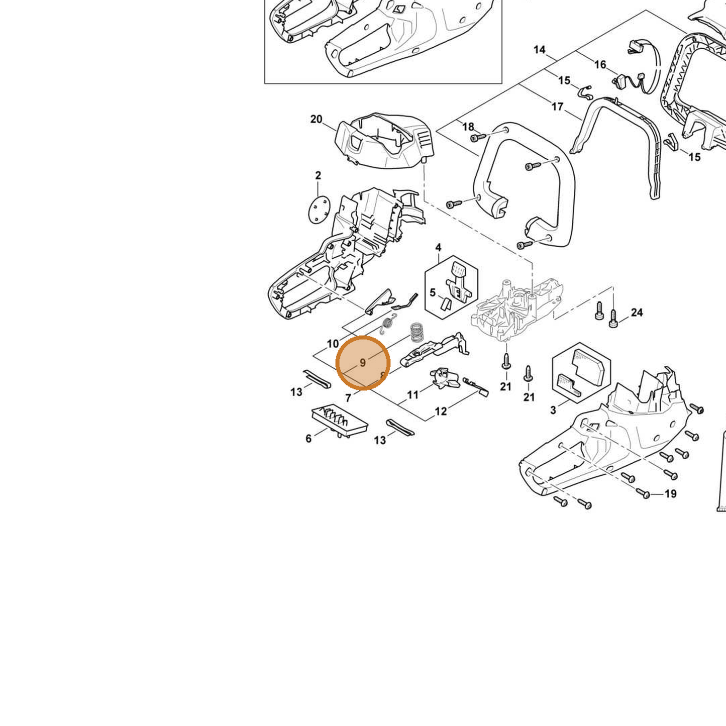 STIHL part HA06-435-6800 — IPL diagram snippet (6x zoom, amber highlight)