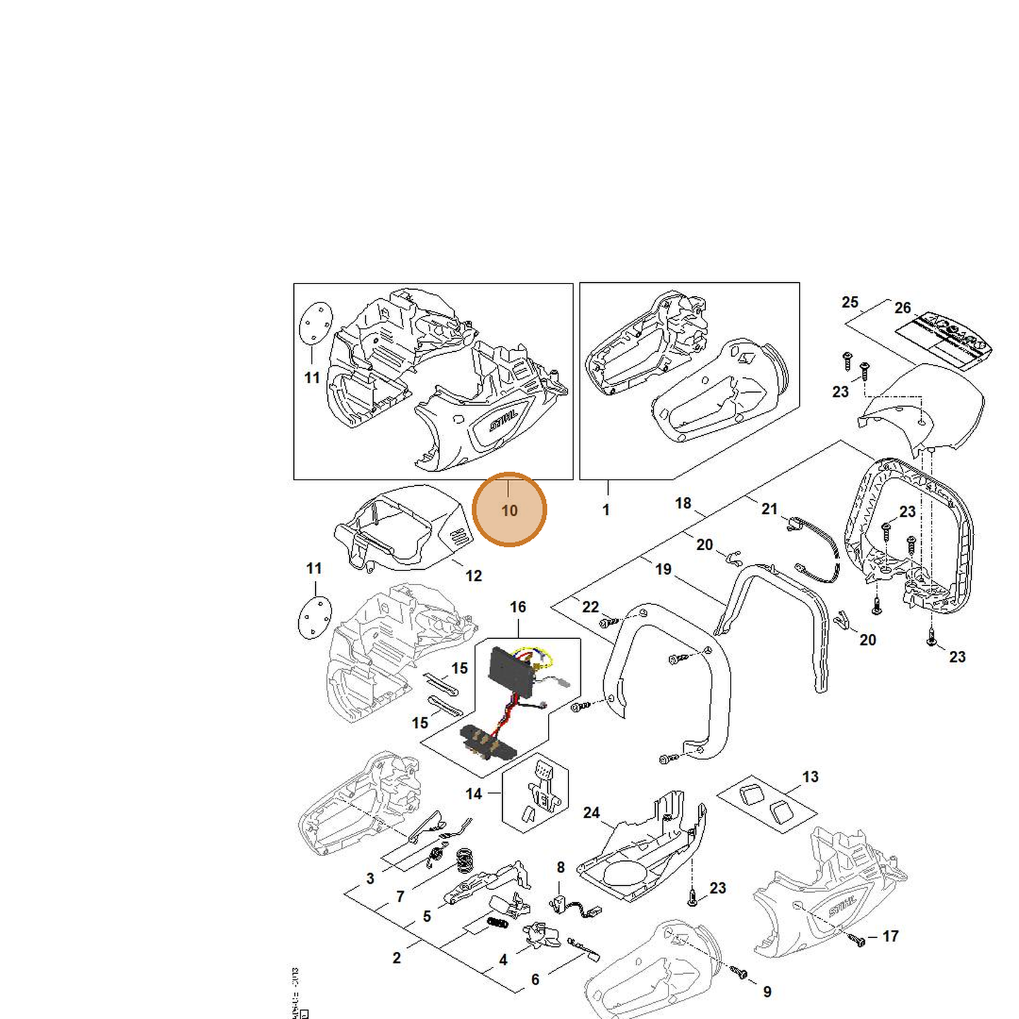 STIHL part HA06-600-0800 — IPL diagram snippet (6x zoom, amber highlight)