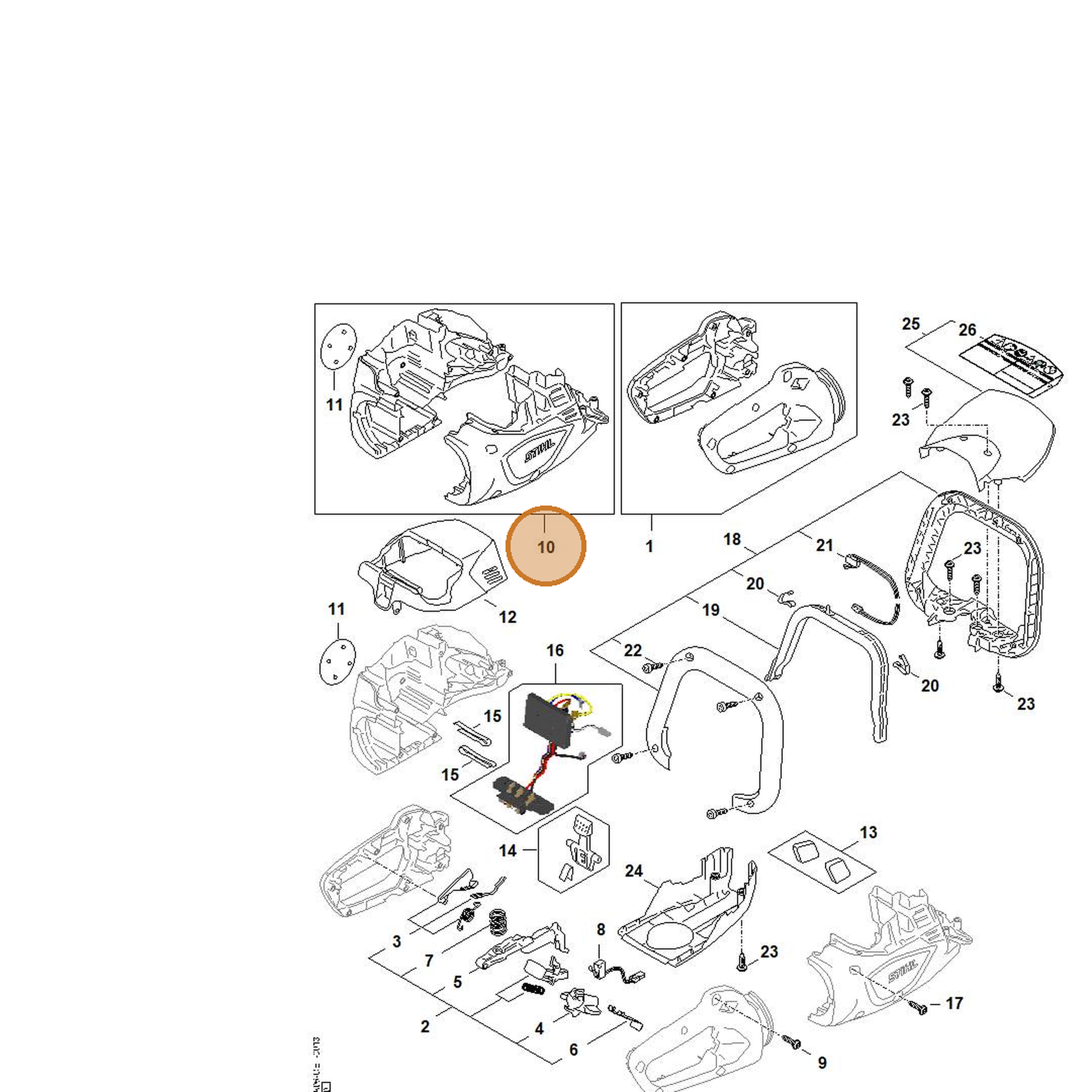 STIHL part HA06-600-0800 — IPL diagram snippet (6x zoom, amber highlight)