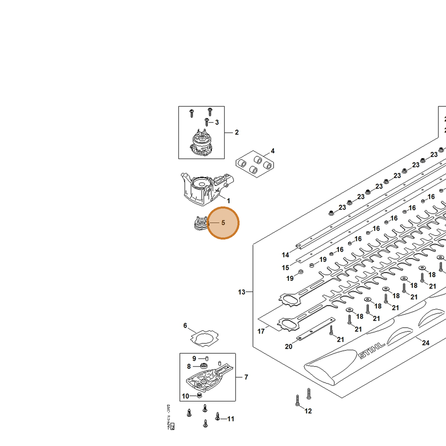 STIHL part HA06-640-1600 — IPL diagram snippet (6x zoom, amber highlight)