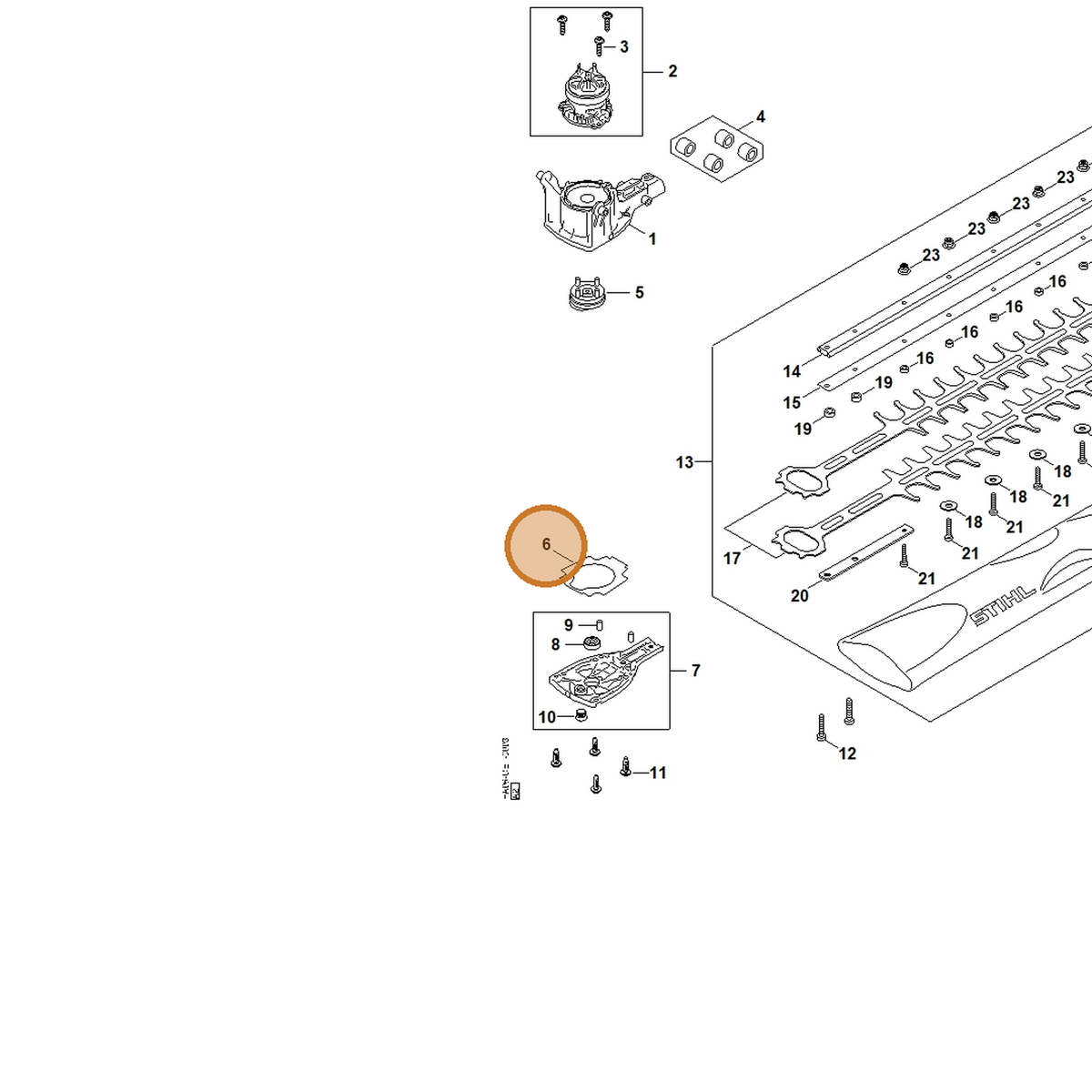 STIHL part HA06-642-4800 — IPL diagram snippet (6x zoom, amber highlight)