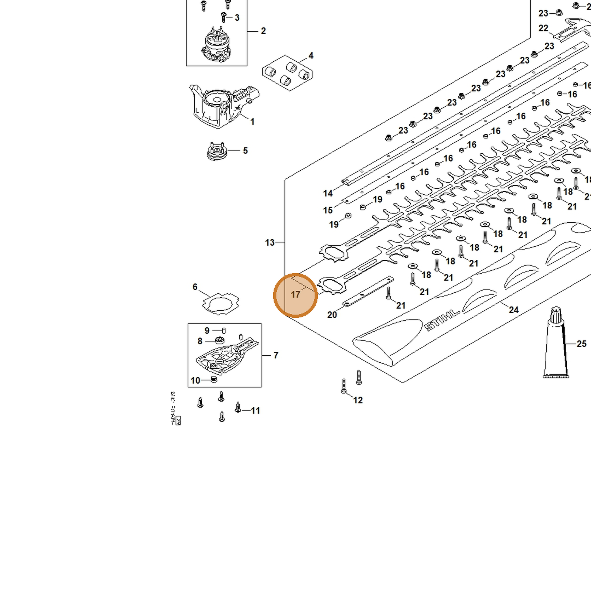 STIHL part HA06-710-6001 — IPL diagram snippet (6x zoom, amber highlight)