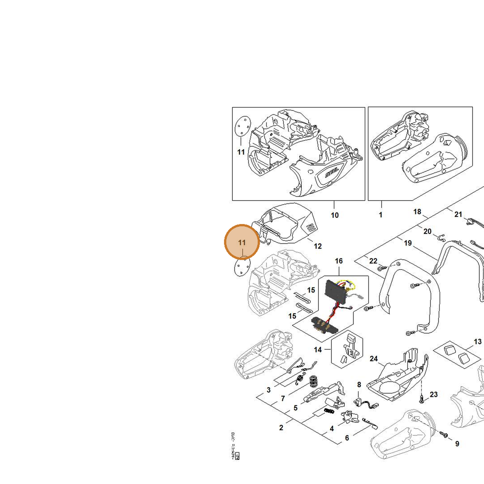 STIHL part HA06-967-1500 — IPL diagram snippet (6x zoom, amber highlight)