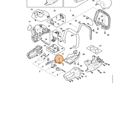 STIHL part HA07-430-0500 — IPL diagram snippet (6x zoom, amber highlight)