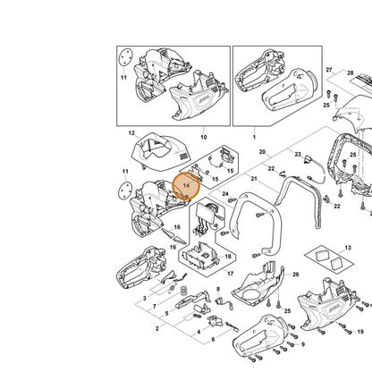 STIHL part HA07-430-9801 — IPL diagram snippet (6x zoom, amber highlight)