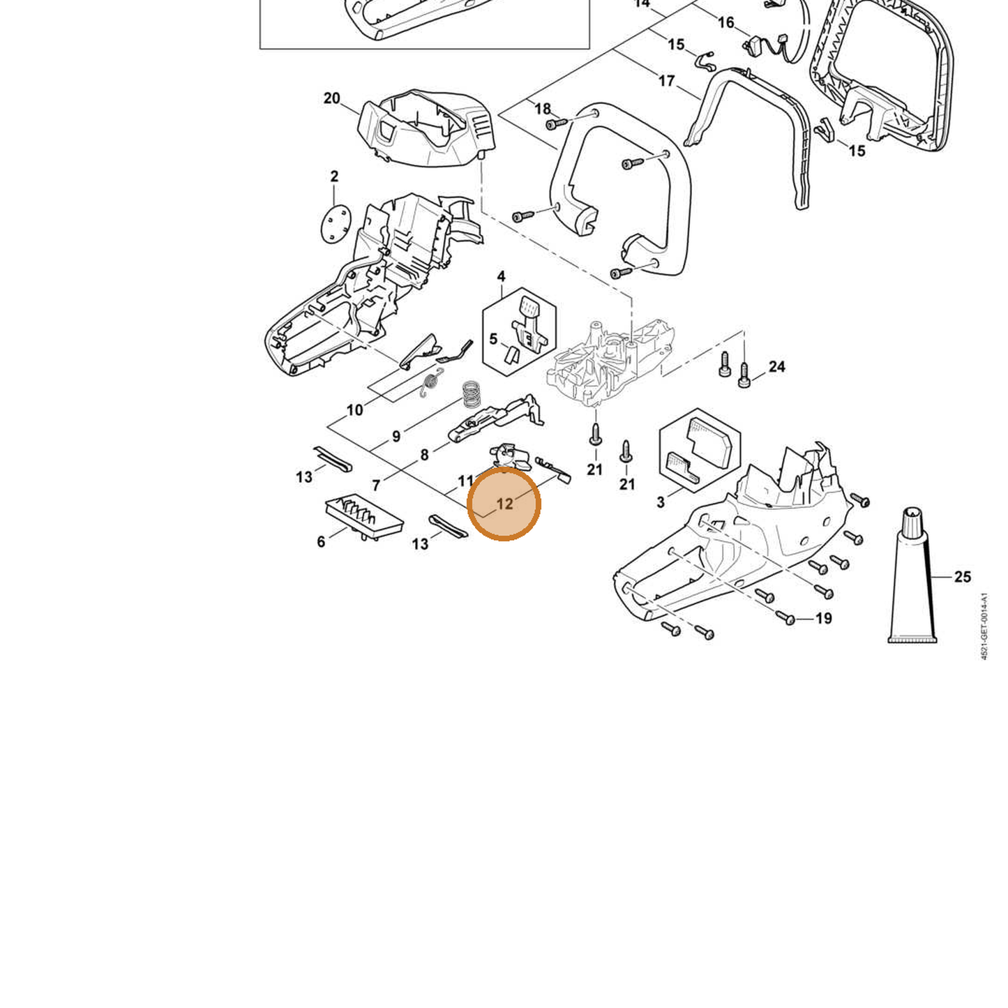 STIHL part HA07-435-8901 — IPL diagram snippet (6x zoom, amber highlight)