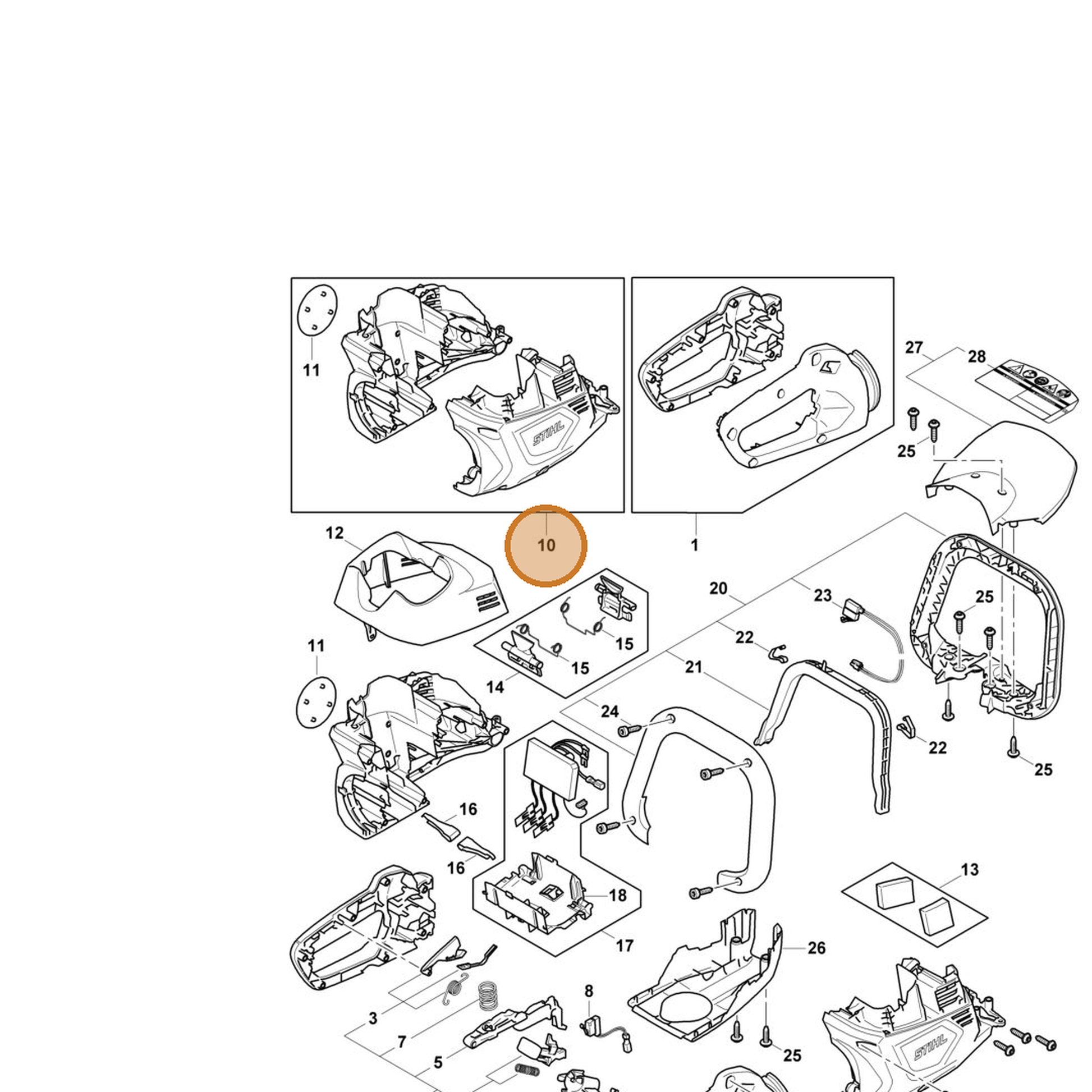 STIHL part HA07-600-0800 — IPL diagram snippet (6x zoom, amber highlight)
