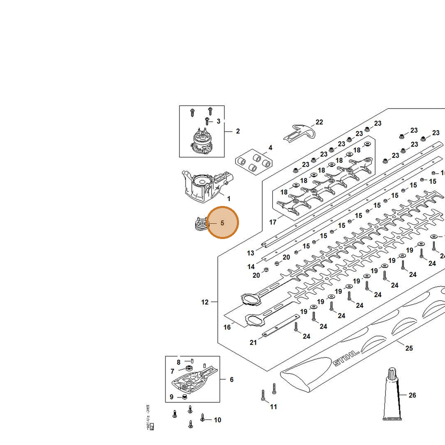 STIHL part HA07-640-1600 — IPL diagram snippet (6x zoom, amber highlight)