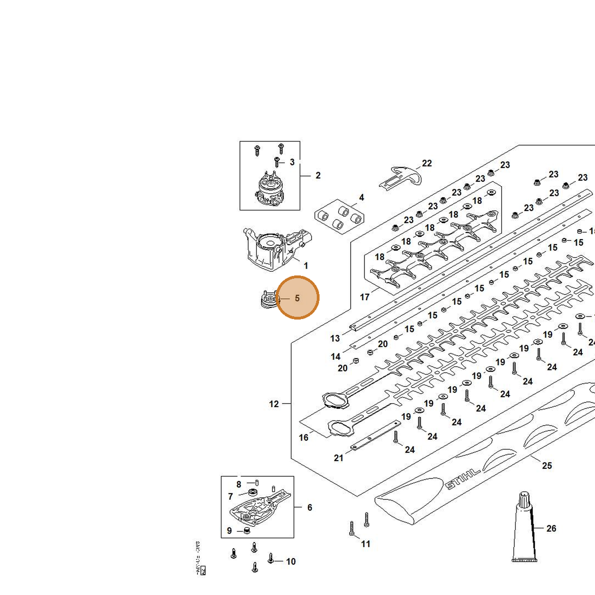STIHL part HA07-640-1600 — IPL diagram snippet (6x zoom, amber highlight)