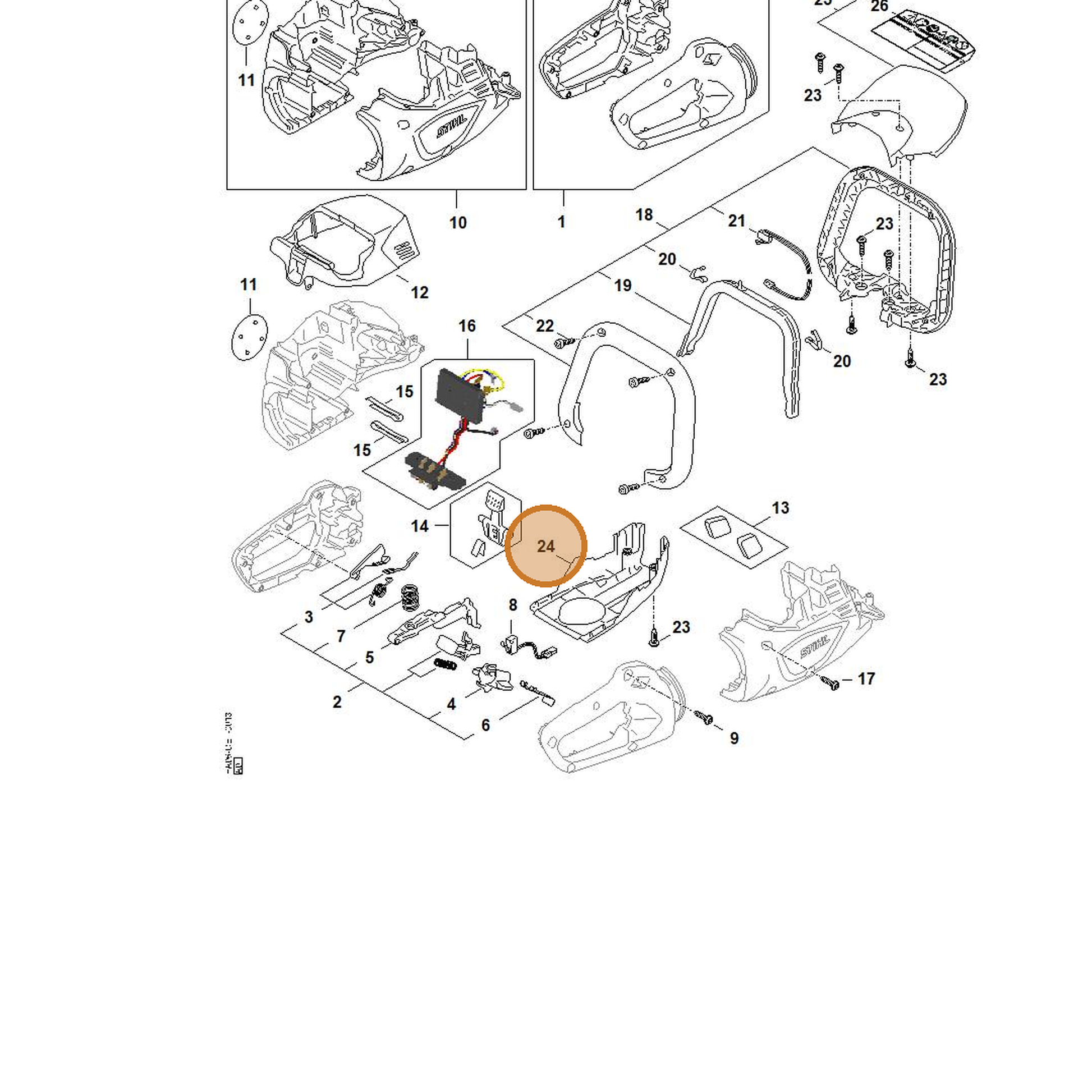 STIHL part HA07-641-0600 — IPL diagram snippet (6x zoom, amber highlight)