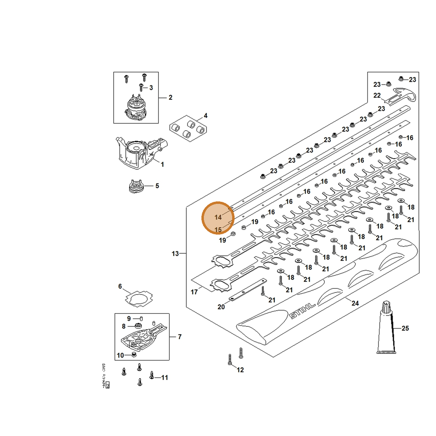 STIHL part HA07-641-4600 — IPL diagram snippet (6x zoom, amber highlight)