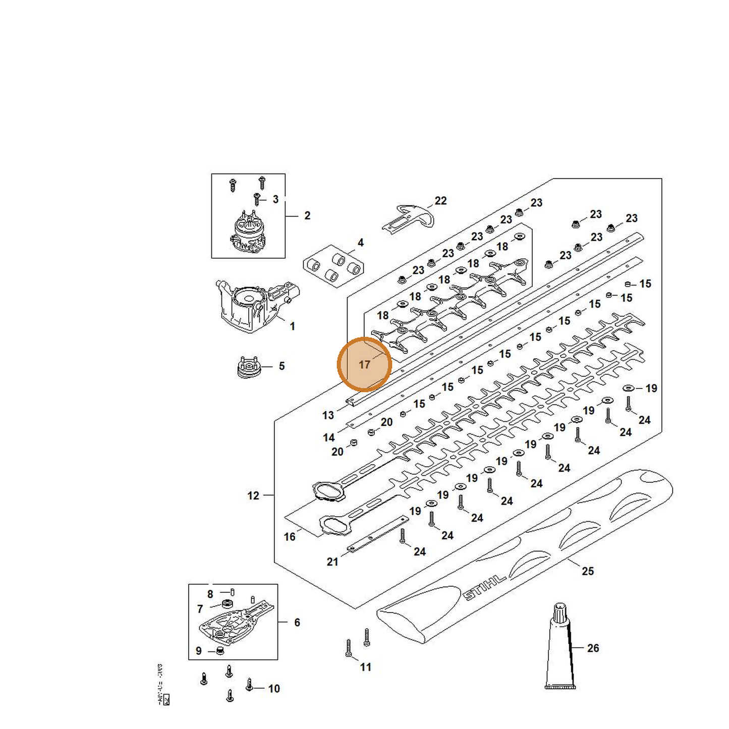 STIHL part HA07-740-9500 — IPL diagram snippet (6x zoom, amber highlight)