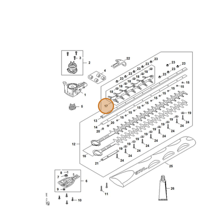 STIHL part HA07-740-9500 — IPL diagram snippet (6x zoom, amber highlight)
