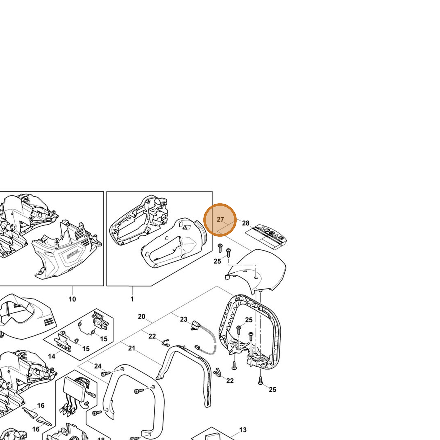 STIHL part HA07-790-9101 — IPL diagram snippet (6x zoom, amber highlight)