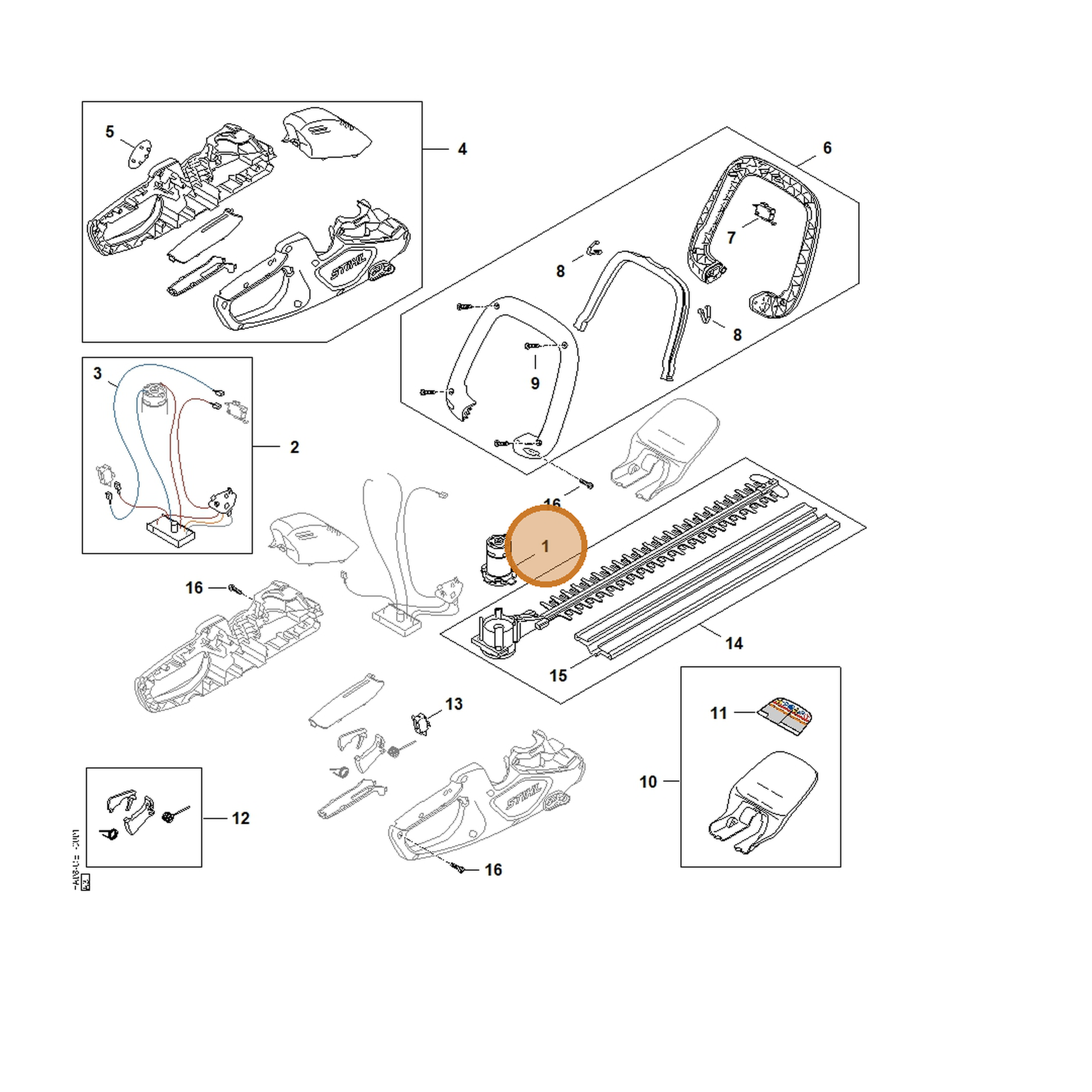 STIHL part HA08-600-0200 — IPL diagram snippet (6x zoom, amber highlight)