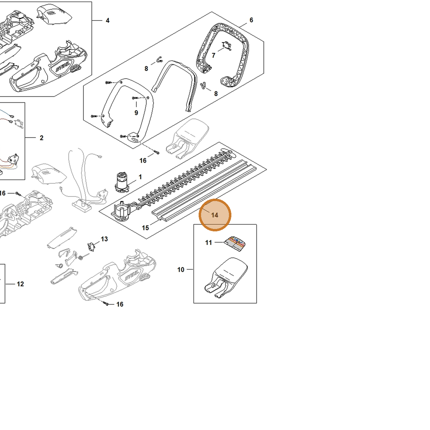 STIHL part HA08-640-7401 — IPL diagram snippet (6x zoom, amber highlight)