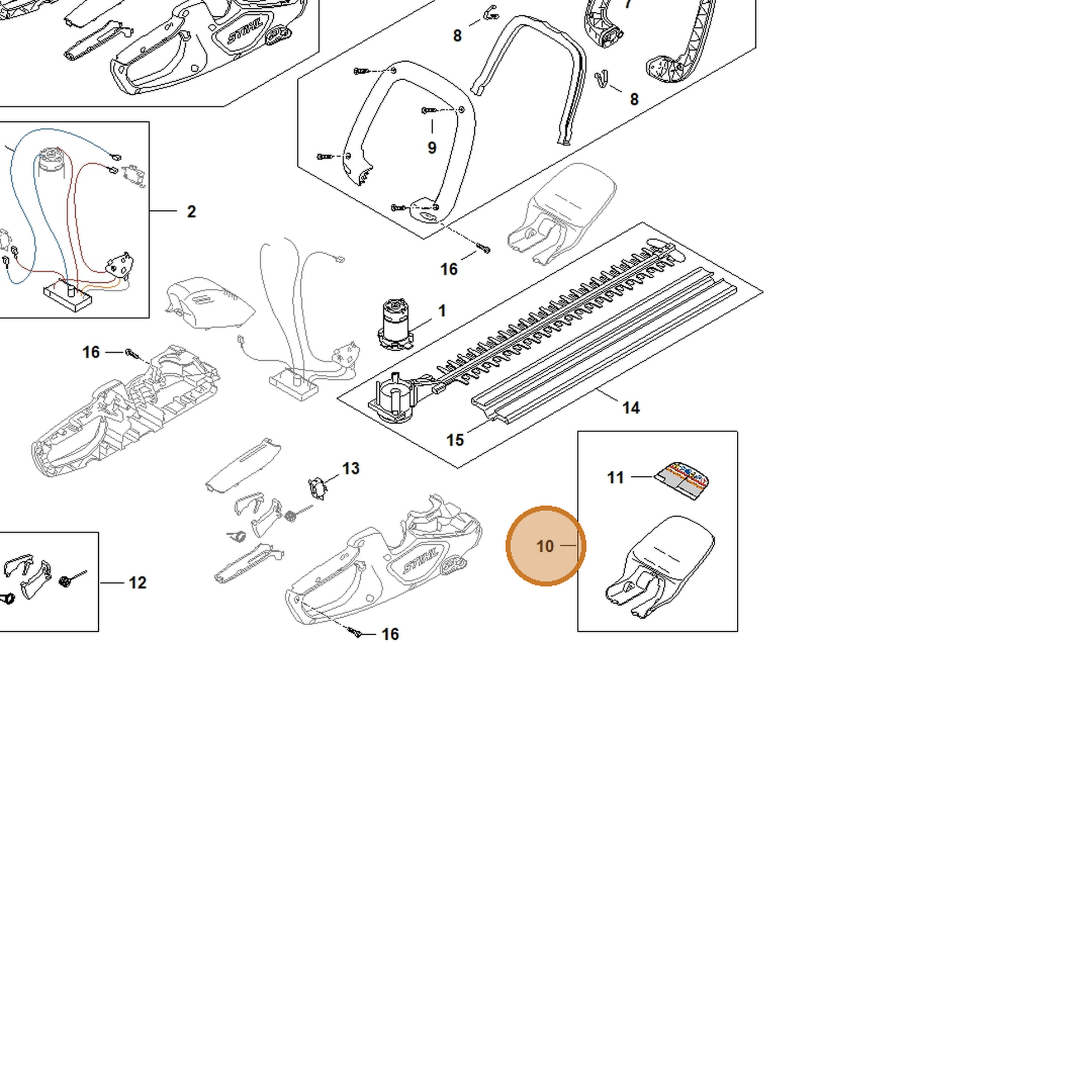 STIHL part HA08-790-9101 — IPL diagram snippet (6x zoom, amber highlight)