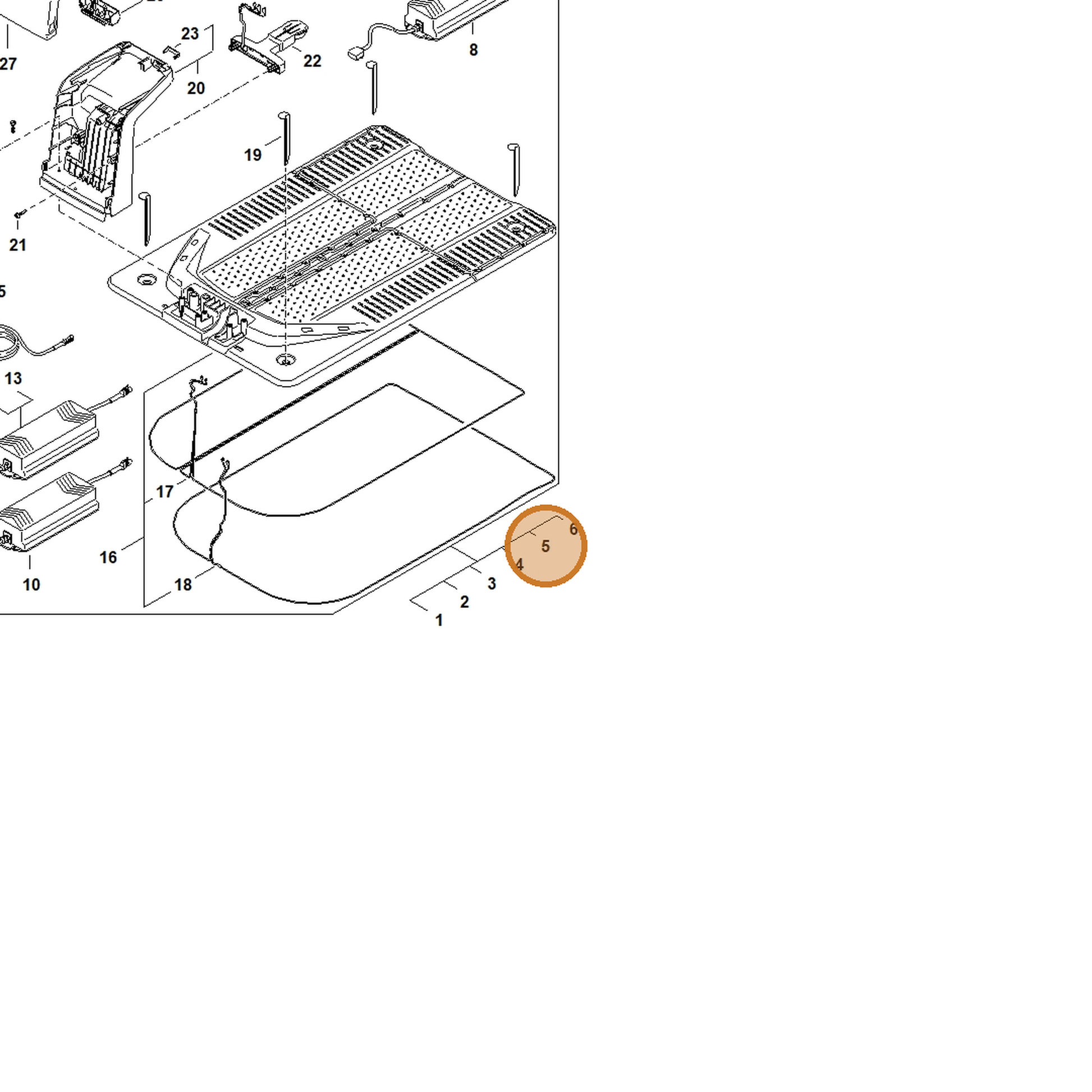 STIHL part IA01-430-9623 — IPL diagram snippet (6x zoom, amber highlight)