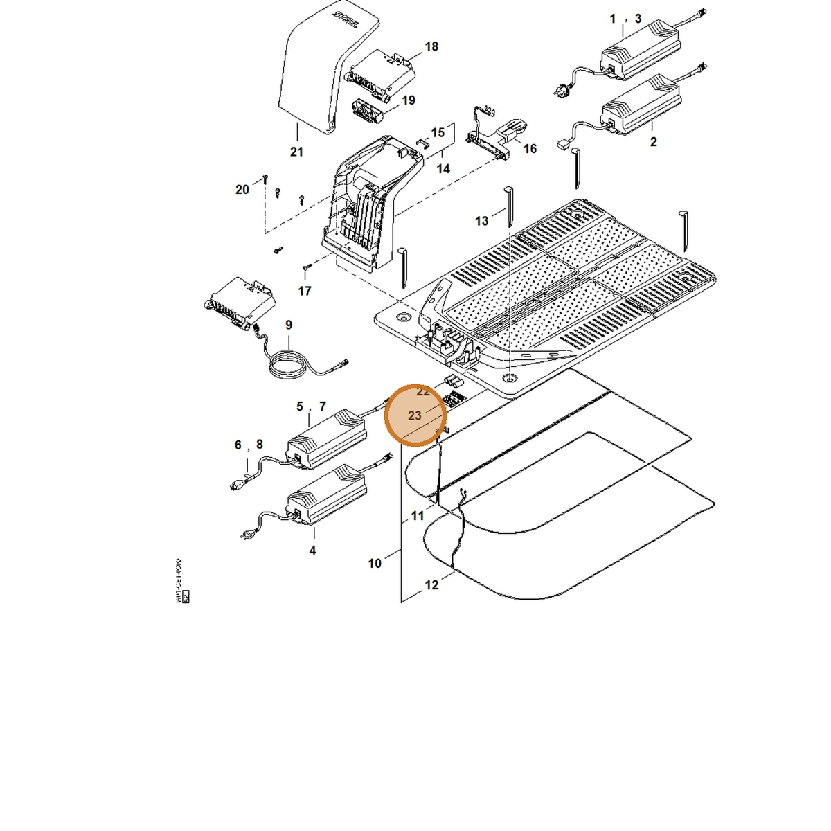 STIHL part IA01-701-2600 — IPL diagram snippet (6x zoom, amber highlight)