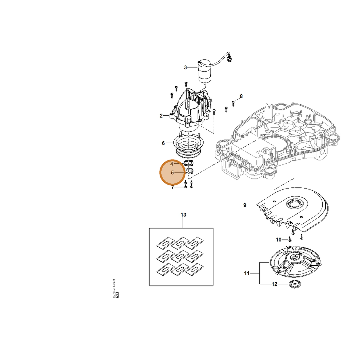 STIHL part IA01-708-9300 — IPL diagram snippet (6x zoom, amber highlight)