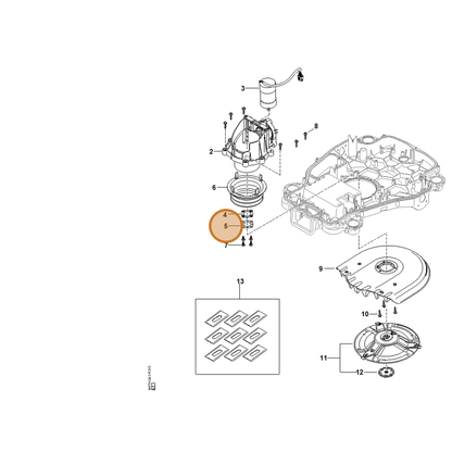 STIHL part IA01-708-9300 — IPL diagram snippet (6x zoom, amber highlight)