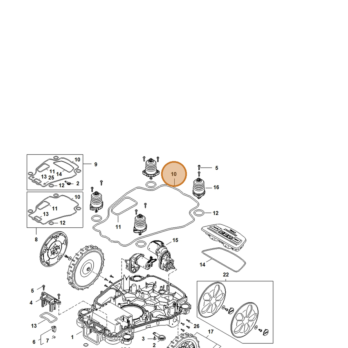 STIHL part IA01-709-0400 — IPL diagram snippet (6x zoom, amber highlight)